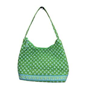 Vera Bradley Retired Green Apple Daisy Shoulder Bag Purse Quilted USA Vtg